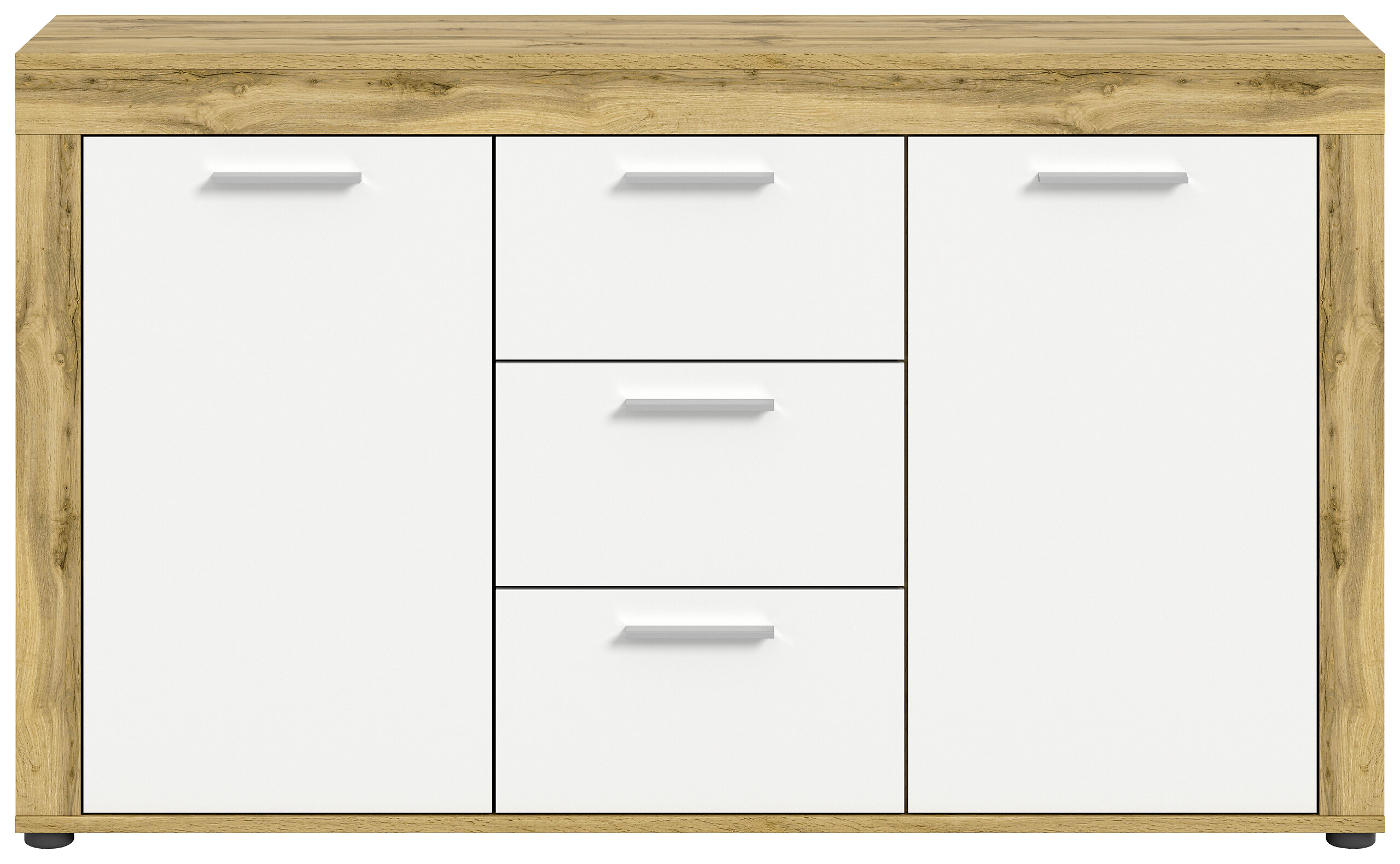 Sideboard Jam Eiche Wotan Nachbildung weiß B/H/T: ca. 125x80x35 cm