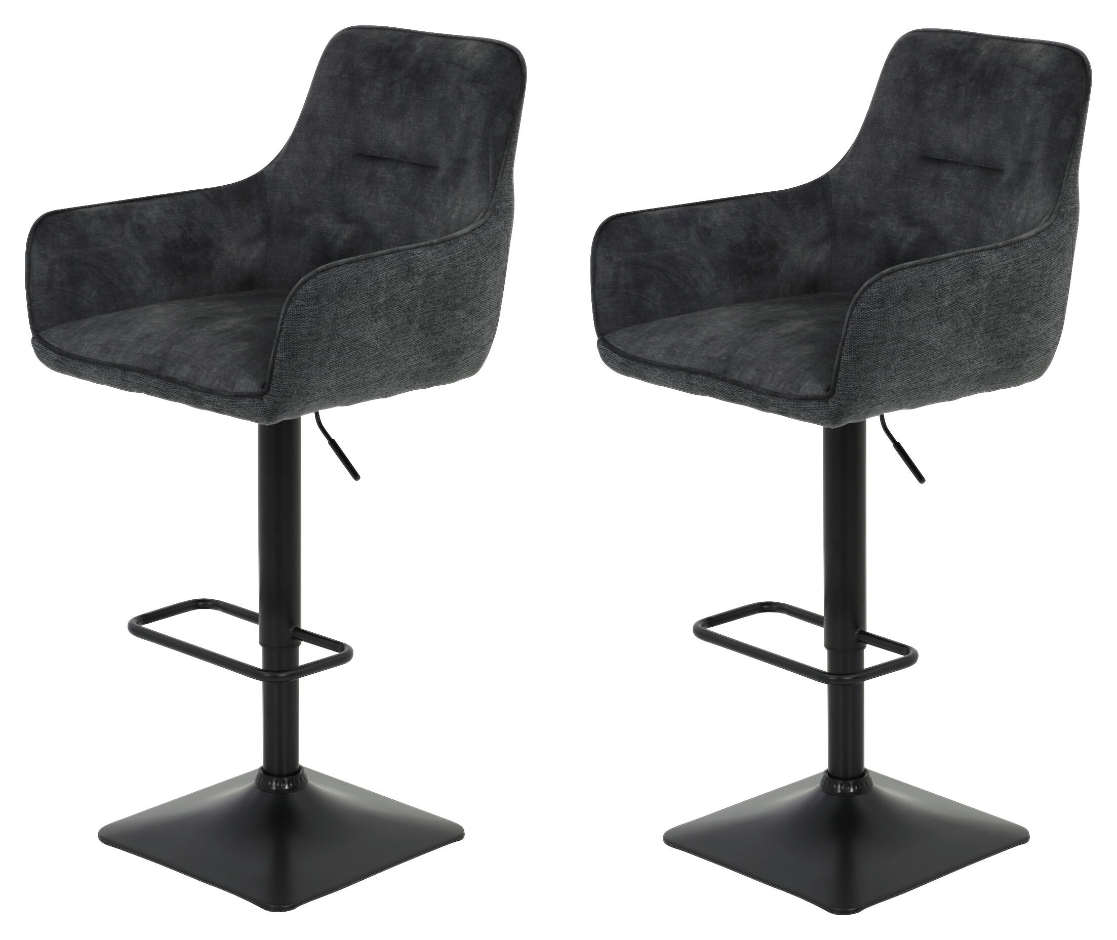 Barhocker Dora, 2er-Set anthrazit Webstoff Samtoptik B/H/T: ca. 51x117x57 cm