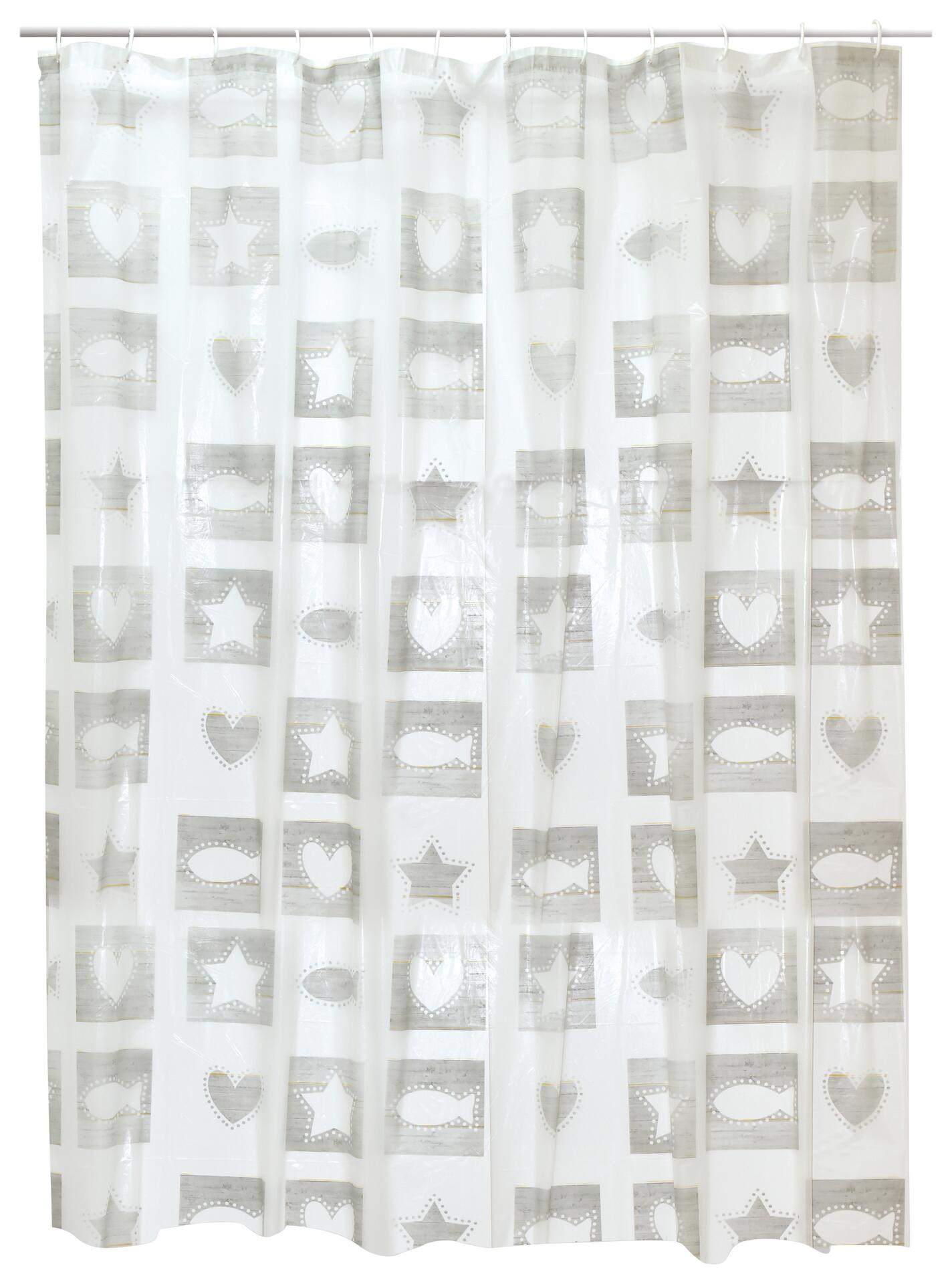 Acus Duschvorhang weiß grau Kunststoff B/L: ca. 180x200 cm