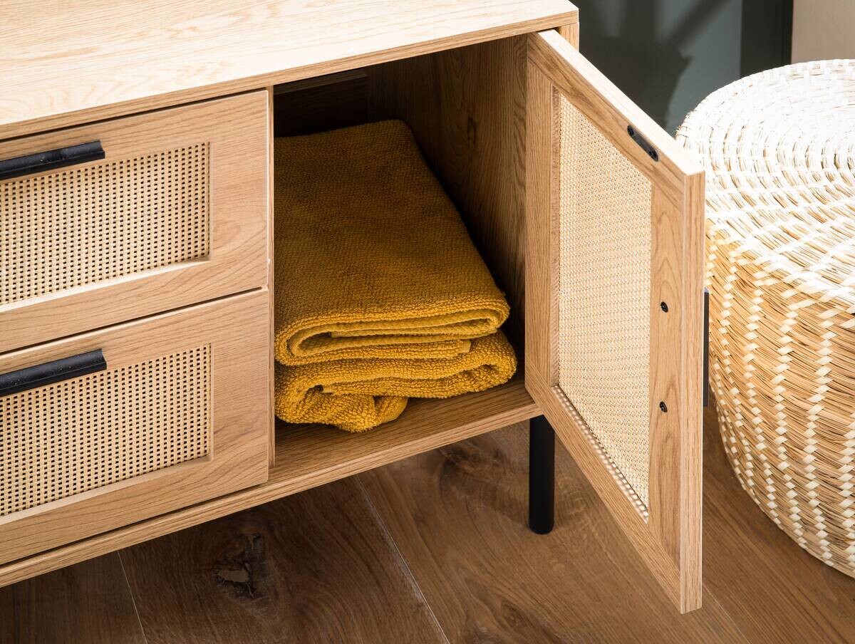 Waschbeckenunterschrank Eiche natur Optik B/H/T: ca. 60x60x40 cm