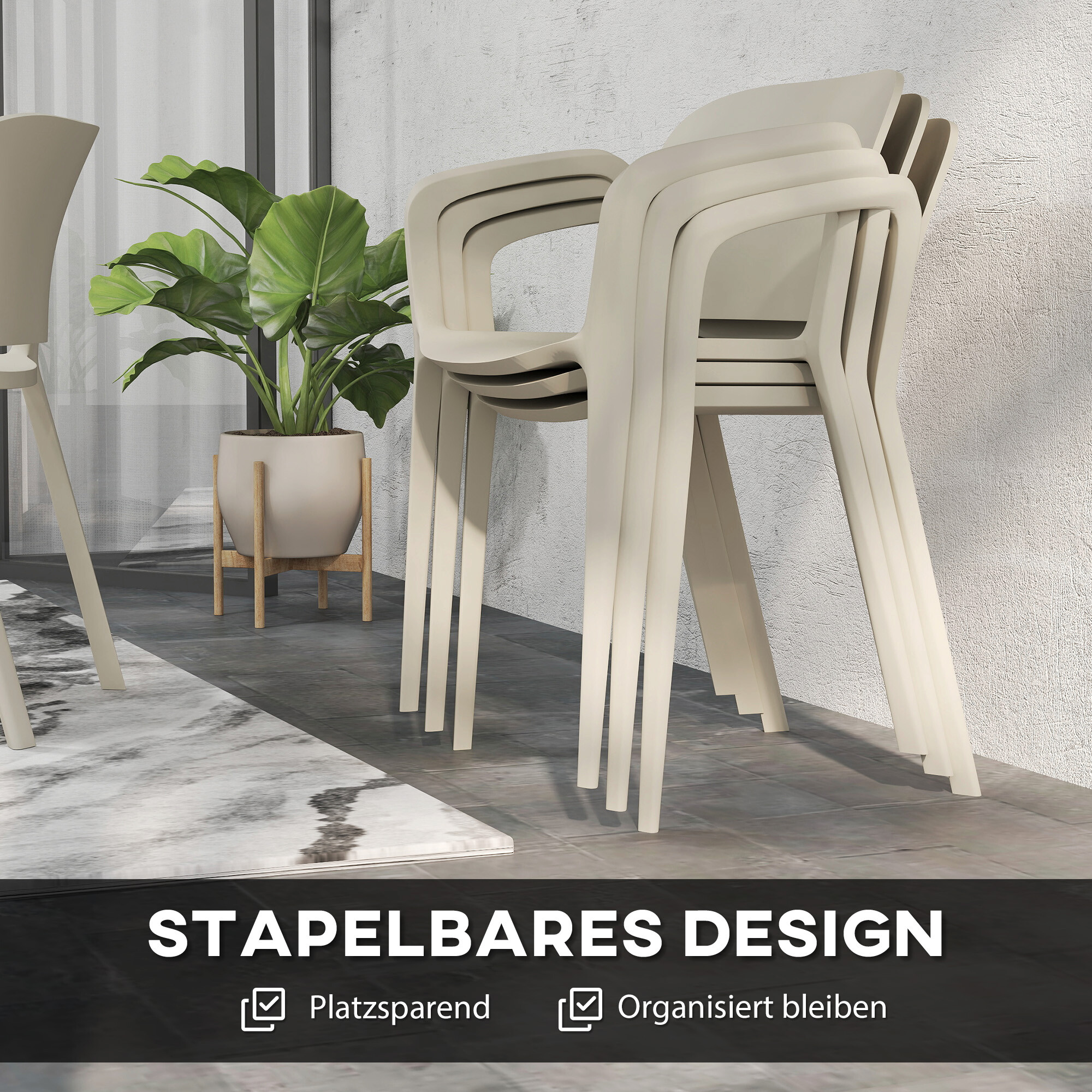 Outsunny Balkonstühle weiß Kunststoff B/H/L: ca. 56x75x60 cm