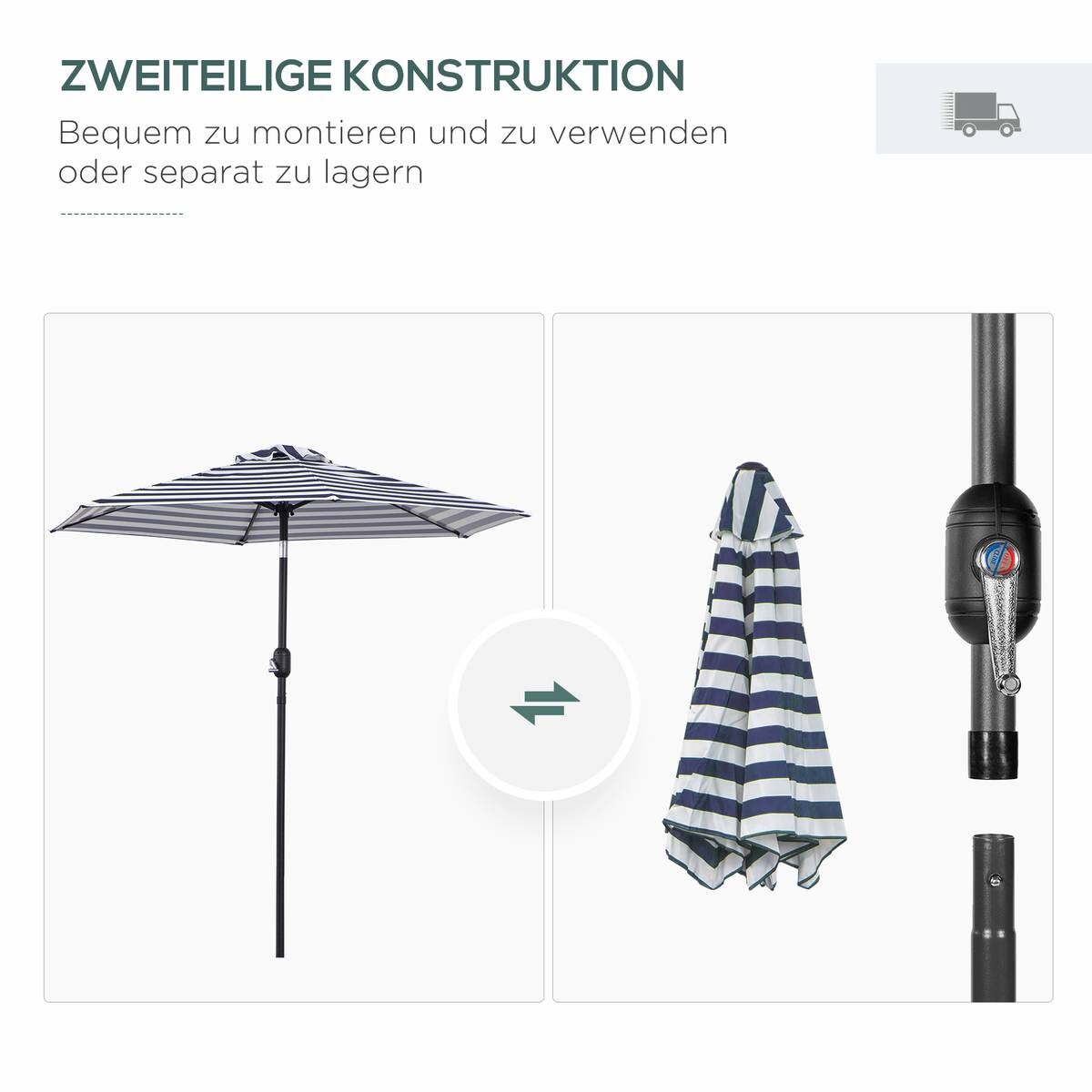 Outsunny Sonnenschirm blau Metall