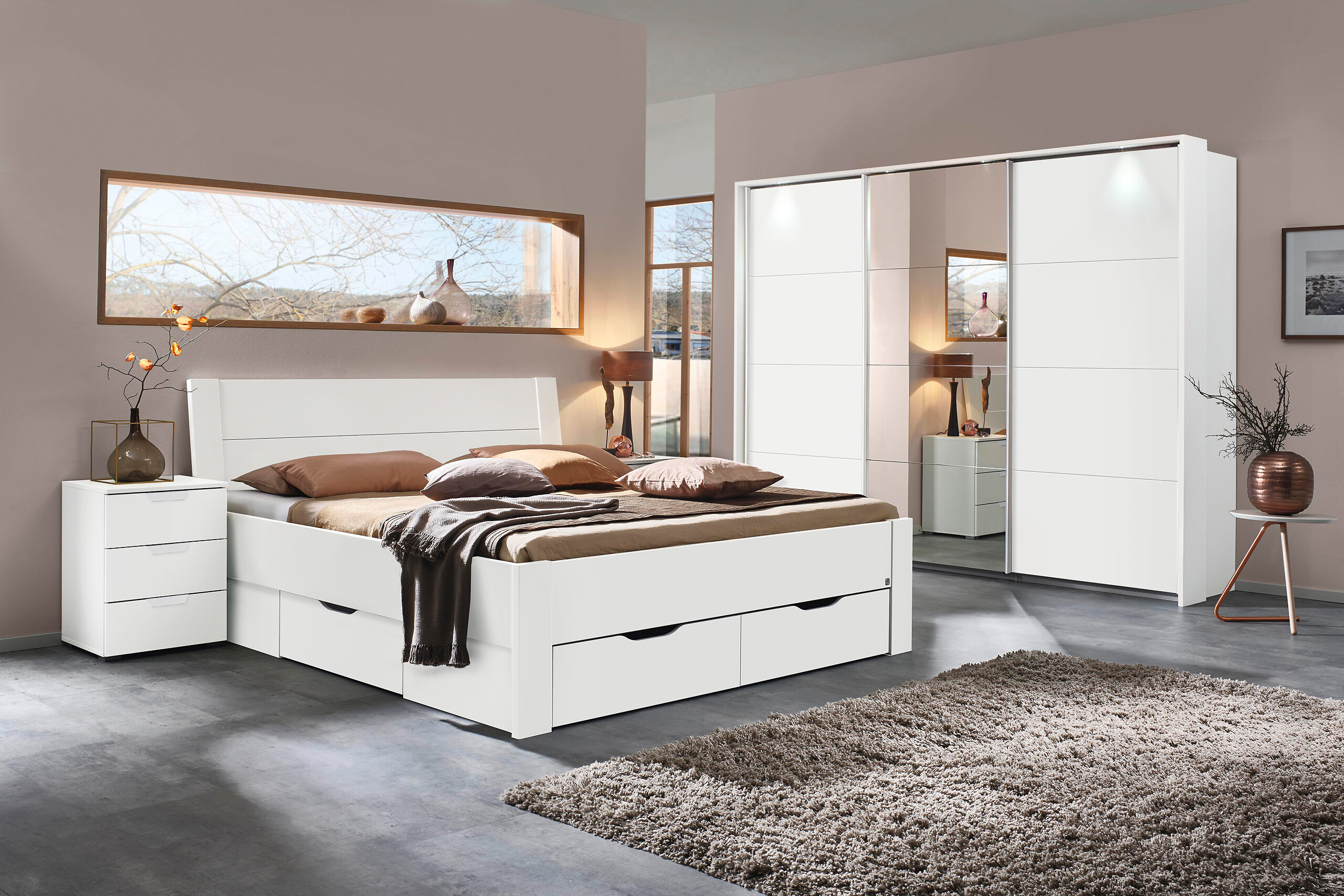 Bettrahmen Aditio Alpinweiß B/H/T: ca. 186x50x208 cm Liegefläche B/L: ca. 180x200 cm