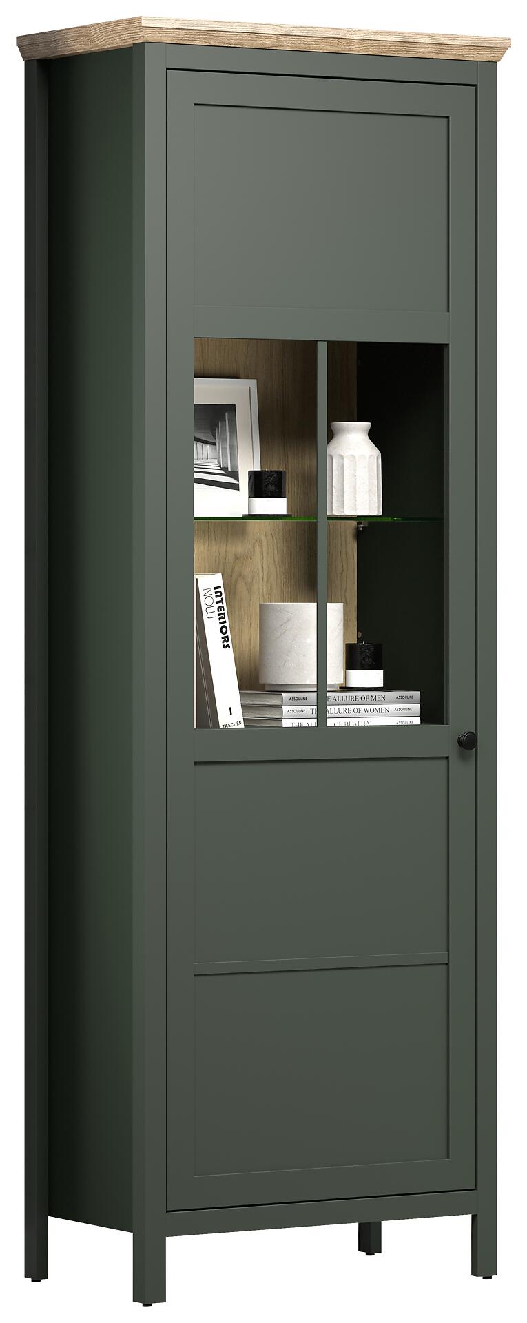 Vitrine Stanton tannengrün Eiche Evoke Coast Nachbildung B/H/T: ca. 69x198x39 cm
