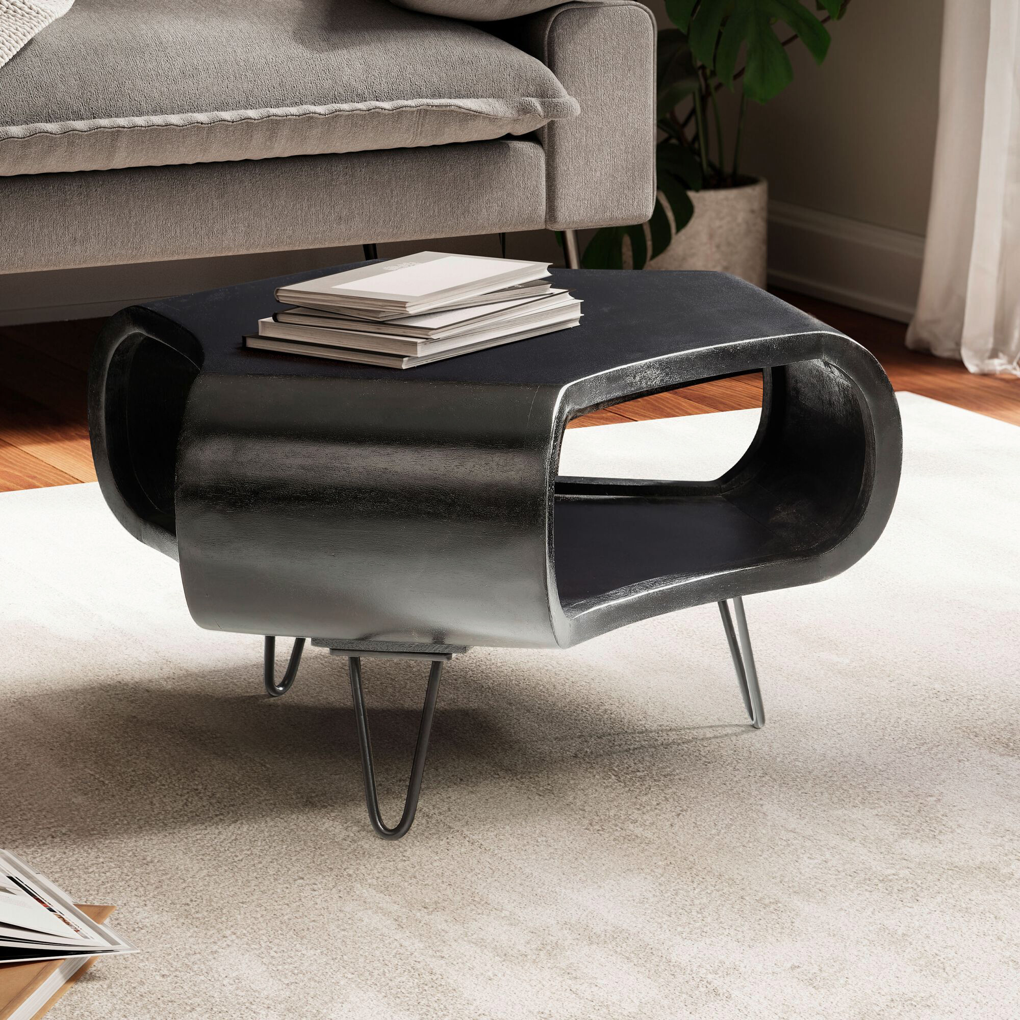 Wohnling Couchtisch schwarz Mango B/H/T: ca. 60x35x60 cm