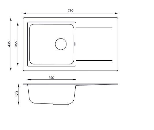 Respekta Einbauspüle Denver 78 x 44 W weiß Mineralite B/H/T: ca. 78x17x43,5 cm