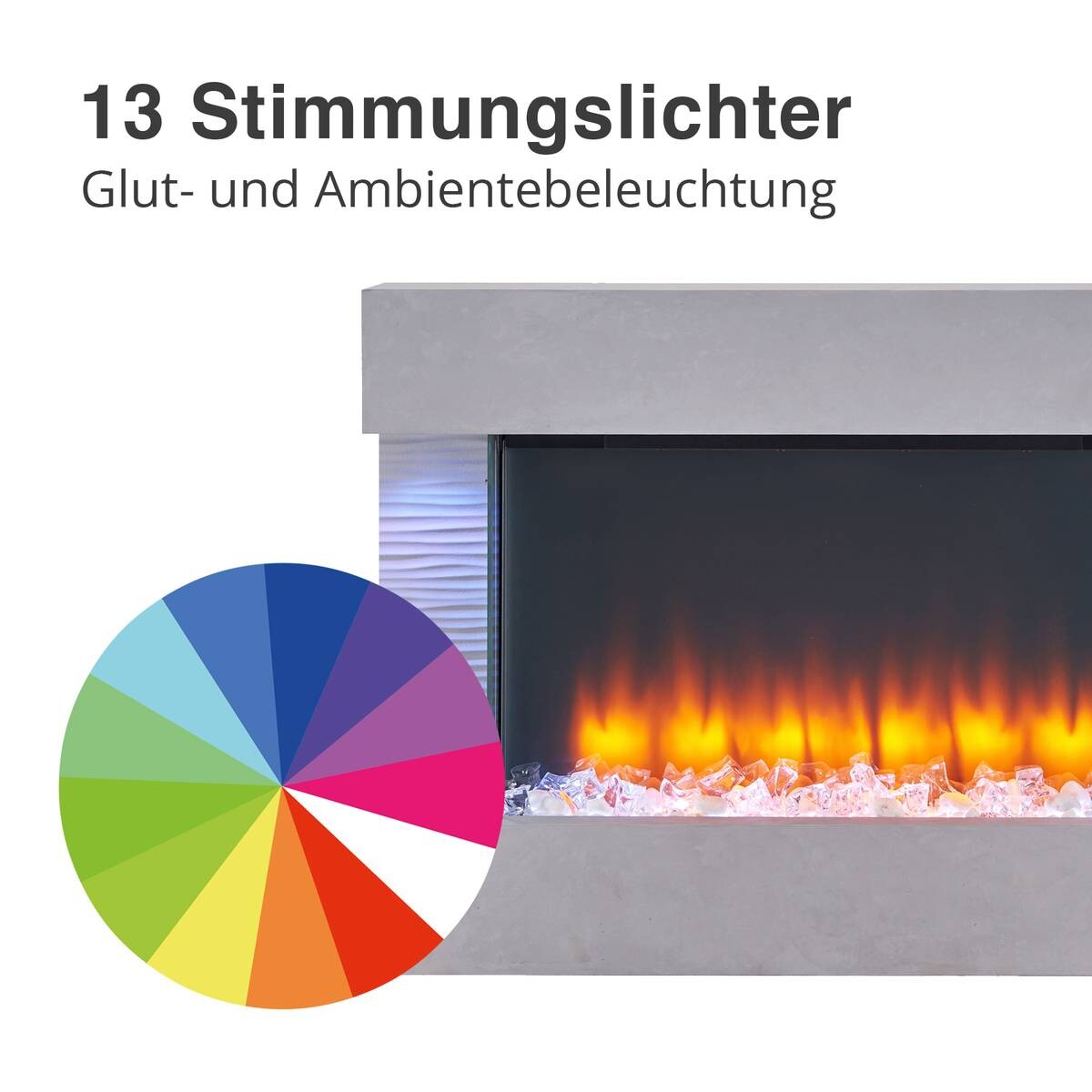 Balderia Wandkamin Elektrischer-Kamin Aidan grau MDF B/H/T: ca. 623x100x24 cm