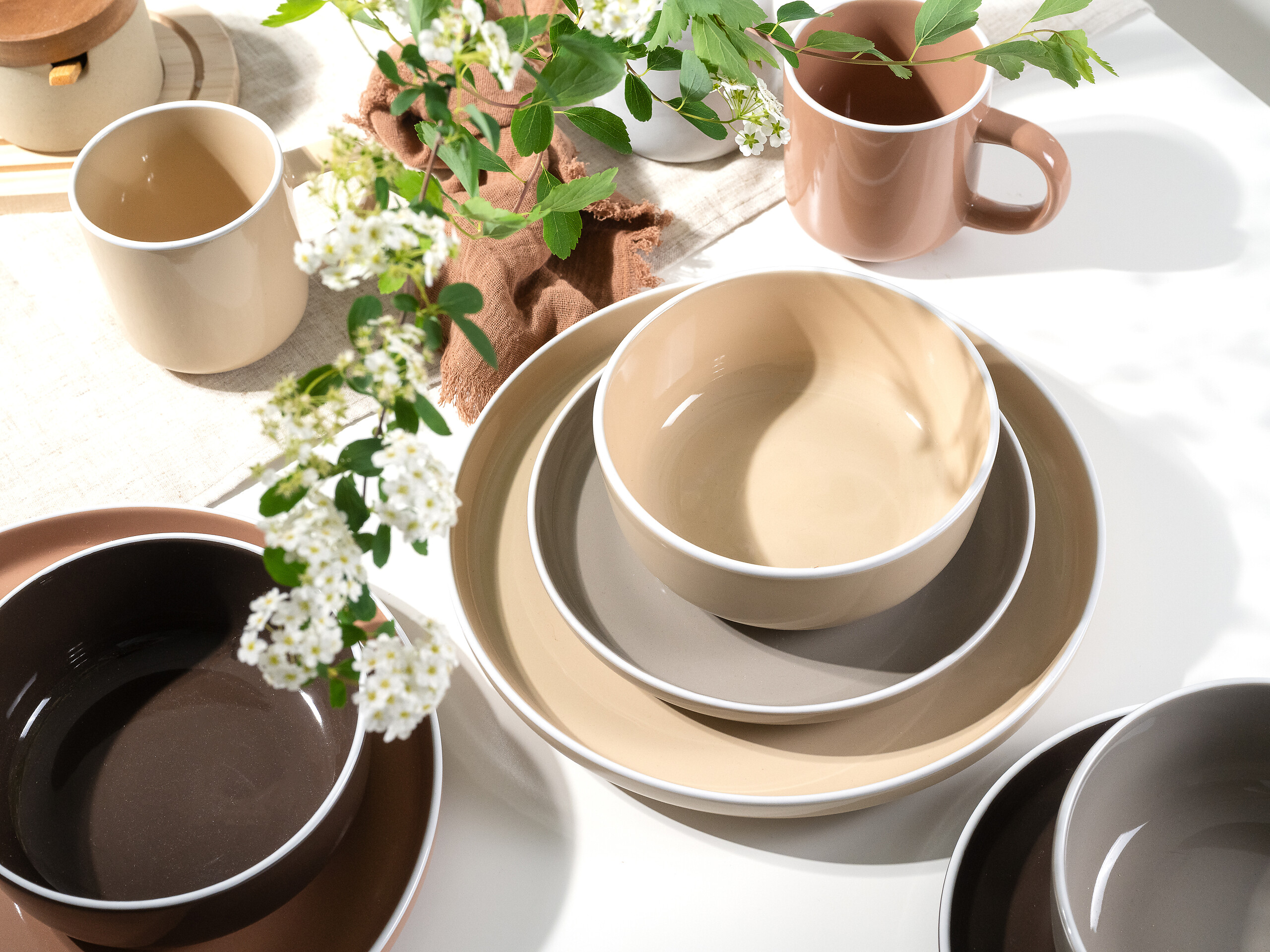 CreaTable Kombiservice Nordic Mocha Mousse braun Steinzeug 16 tlg.
