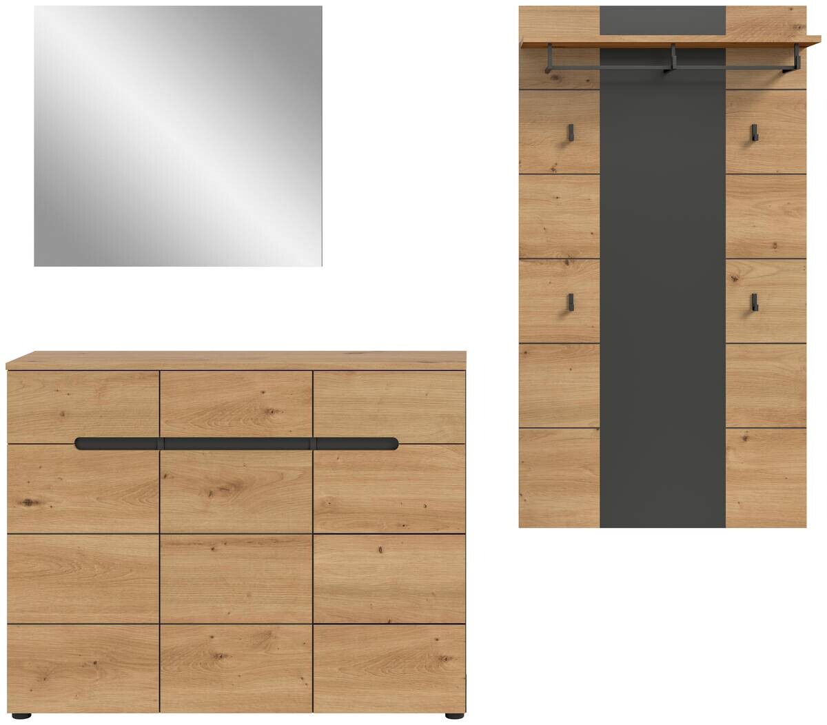 Garderobe Canu basaltgrau Nachbildung Artisan Nachbildung B/H/T: ca. 215x190x37 cm