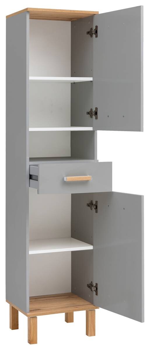 Hochschrank Padua grau Eiche Landhaus Nachbildung B/H/T: ca. 40,4x178,5x35 cm