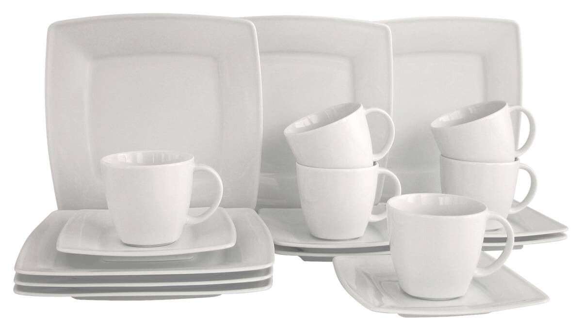 CreaTable Kaffeeservice Victoria weiß Porzellan 18 tlg.