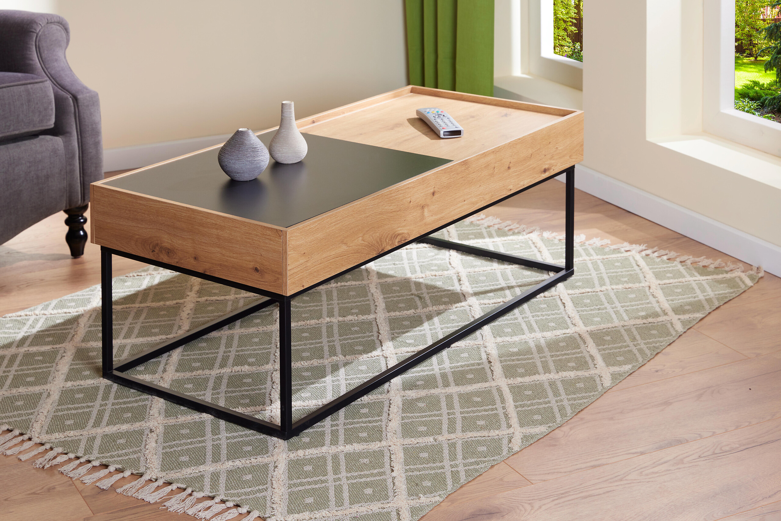 Inter Link Couchtisch Filora Eiche Holz B/H/L: ca. 50x40x110 cm