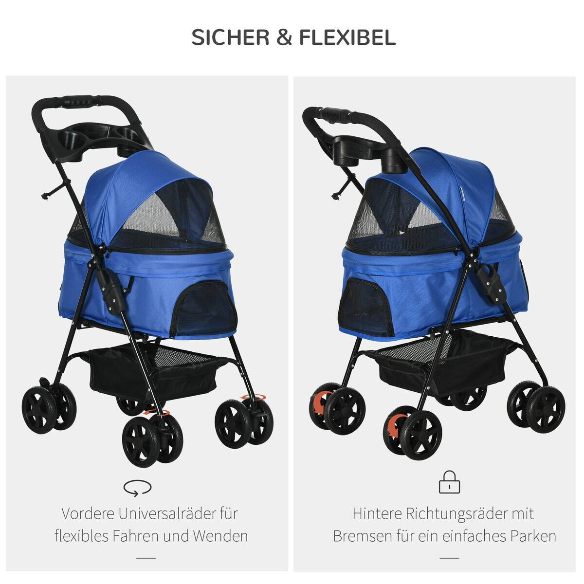 PawHut Hunde-Zubehör blau Edelstahl B/H/L: ca. 45x67x96 cm