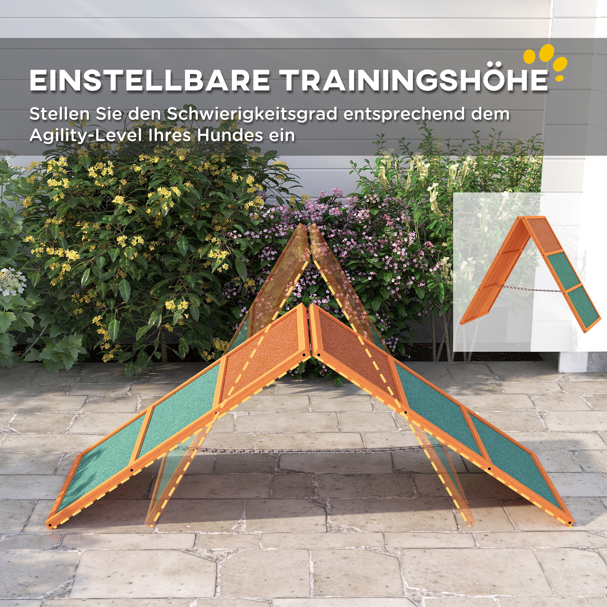 PawHut Hunde Agility Steg orange Holz B/H/L: ca. 59x66x173 cm