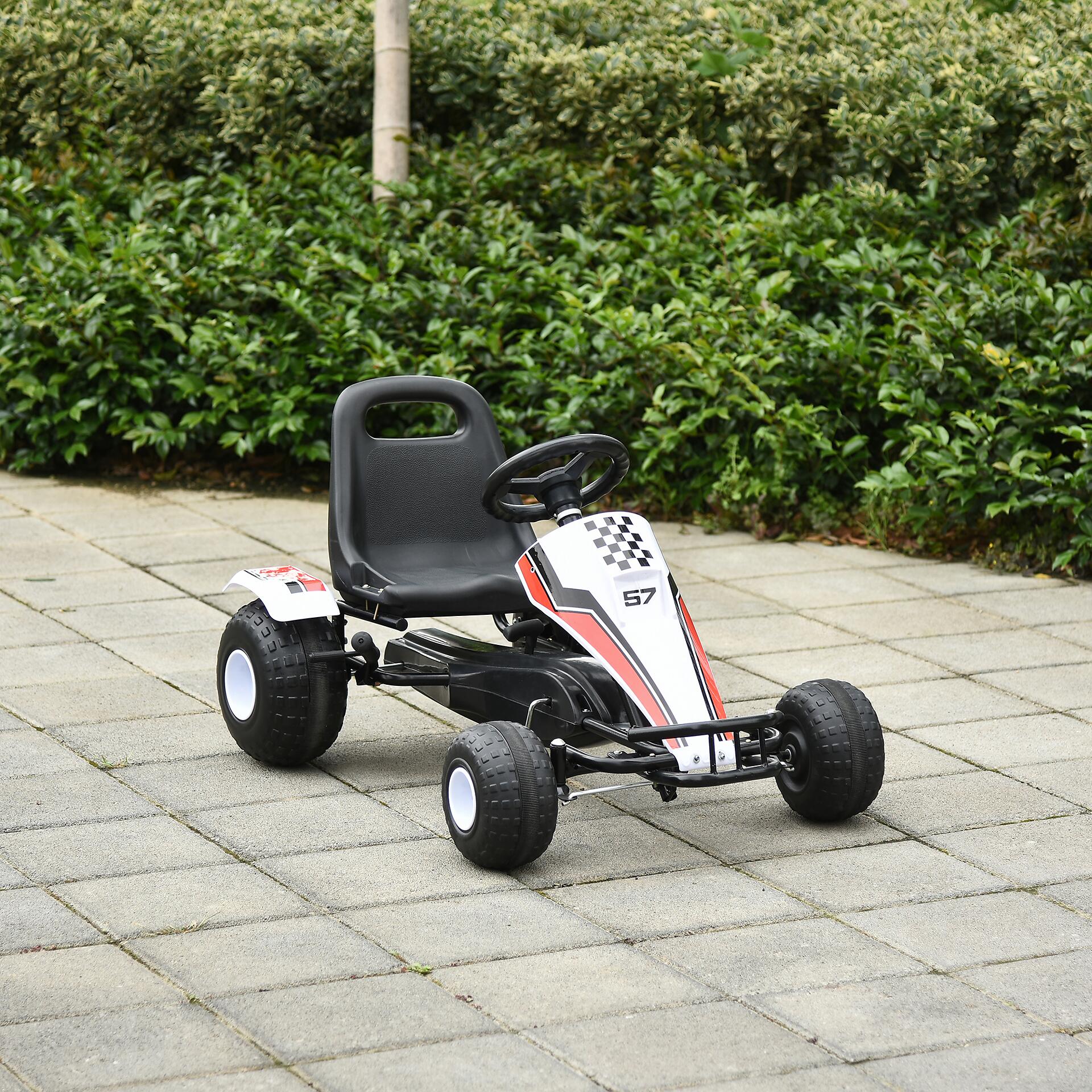 HOMCOM Kinder-Go-Kart weiß B/H/L: ca. 66x57x104 cm