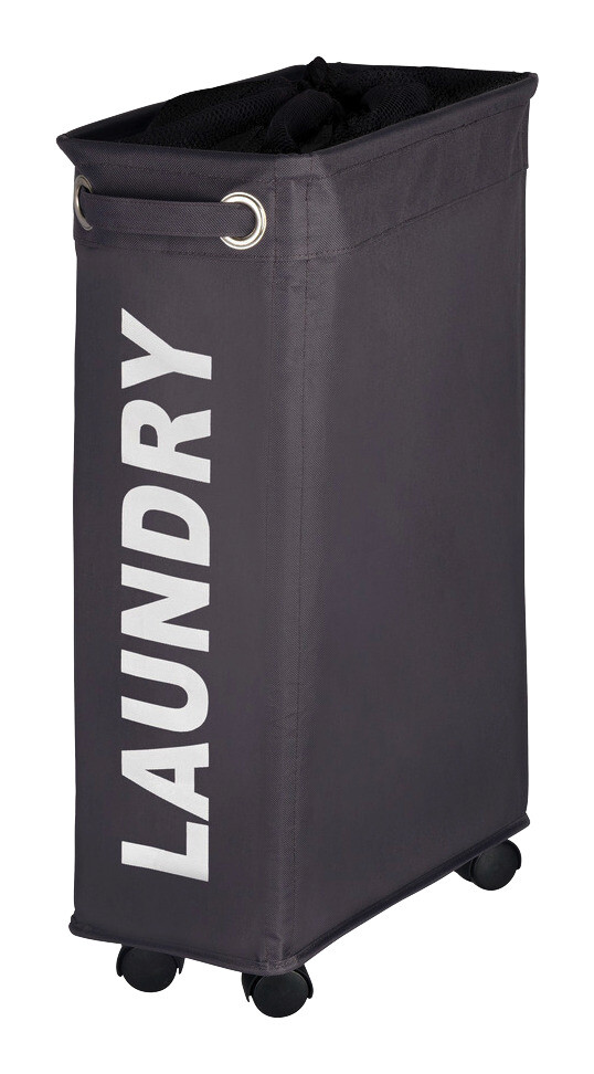 WENKO Wäschekorb grau weiß Kunststoff