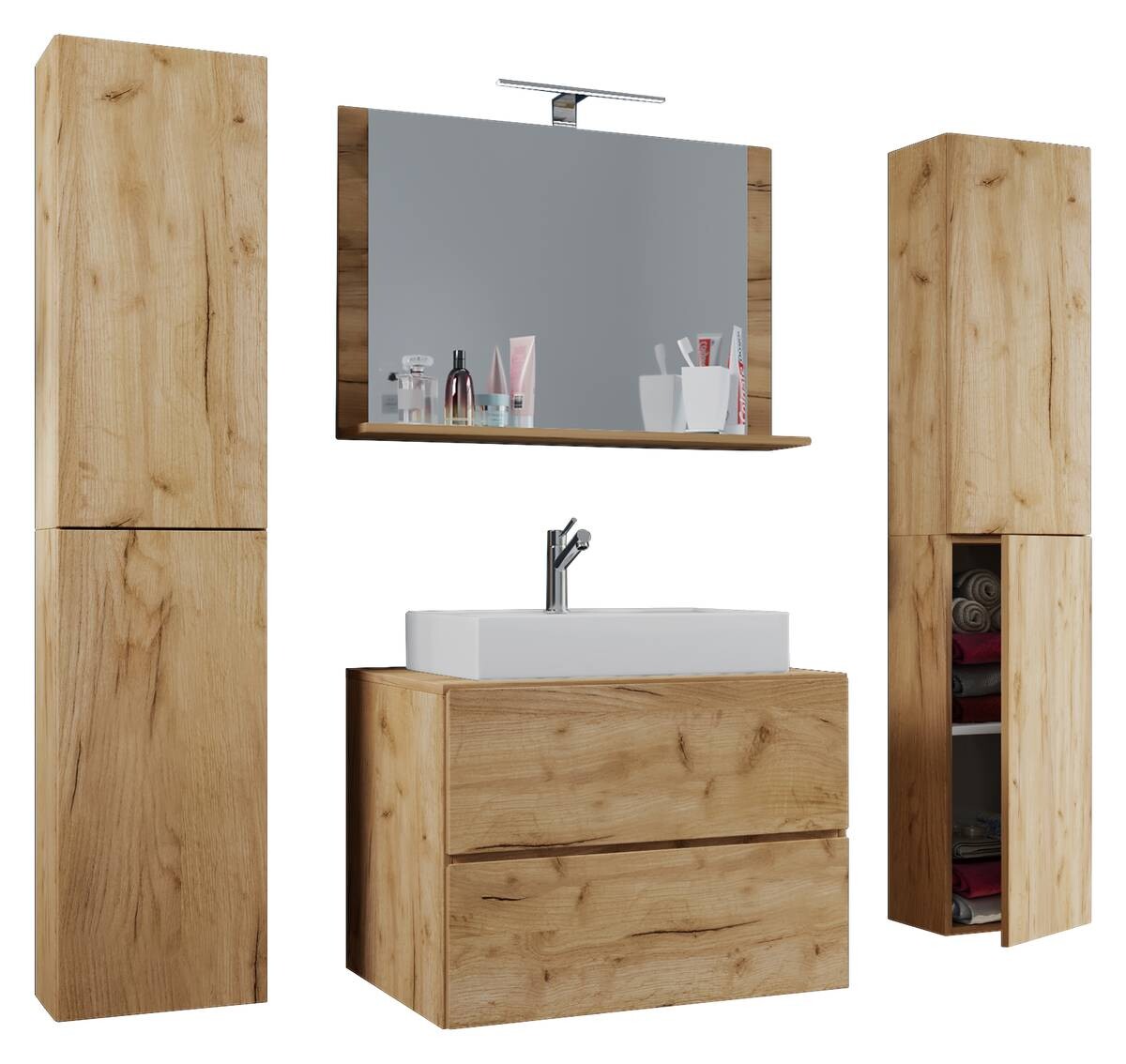 Waschplatz 5tlg-Lendas weiß Eiche Honig Nachbildung B/H/T: ca. 60x52x52 cm