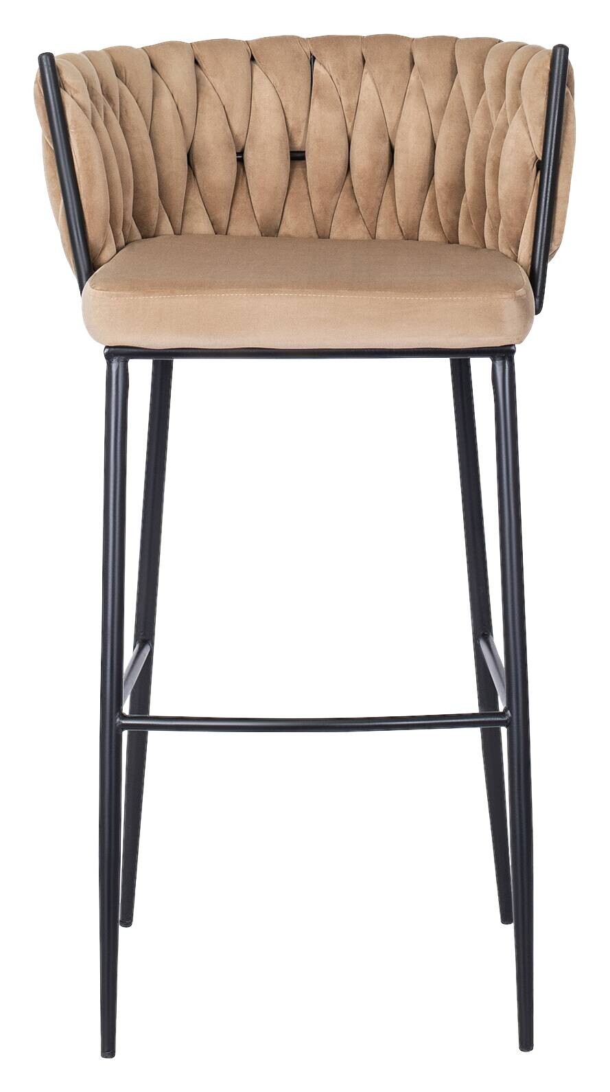 Barhocker FLORES beige Velourstoff B/H/T: ca. 60x104,5x56 cm