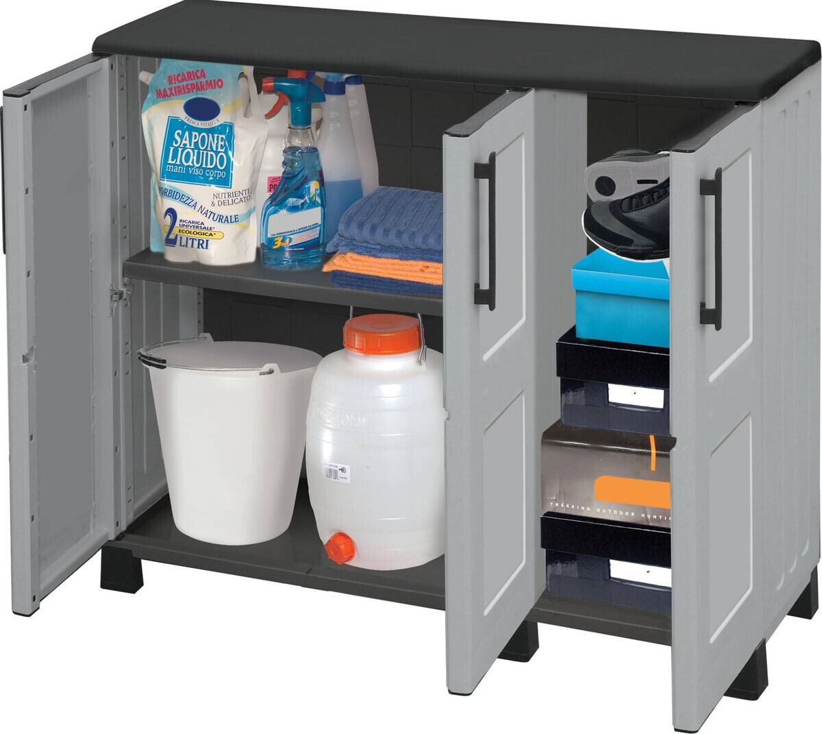 Linea Idea Kunststoffschrank Idea grau Kunststoff B/H/T: ca. 102x90x37 cm