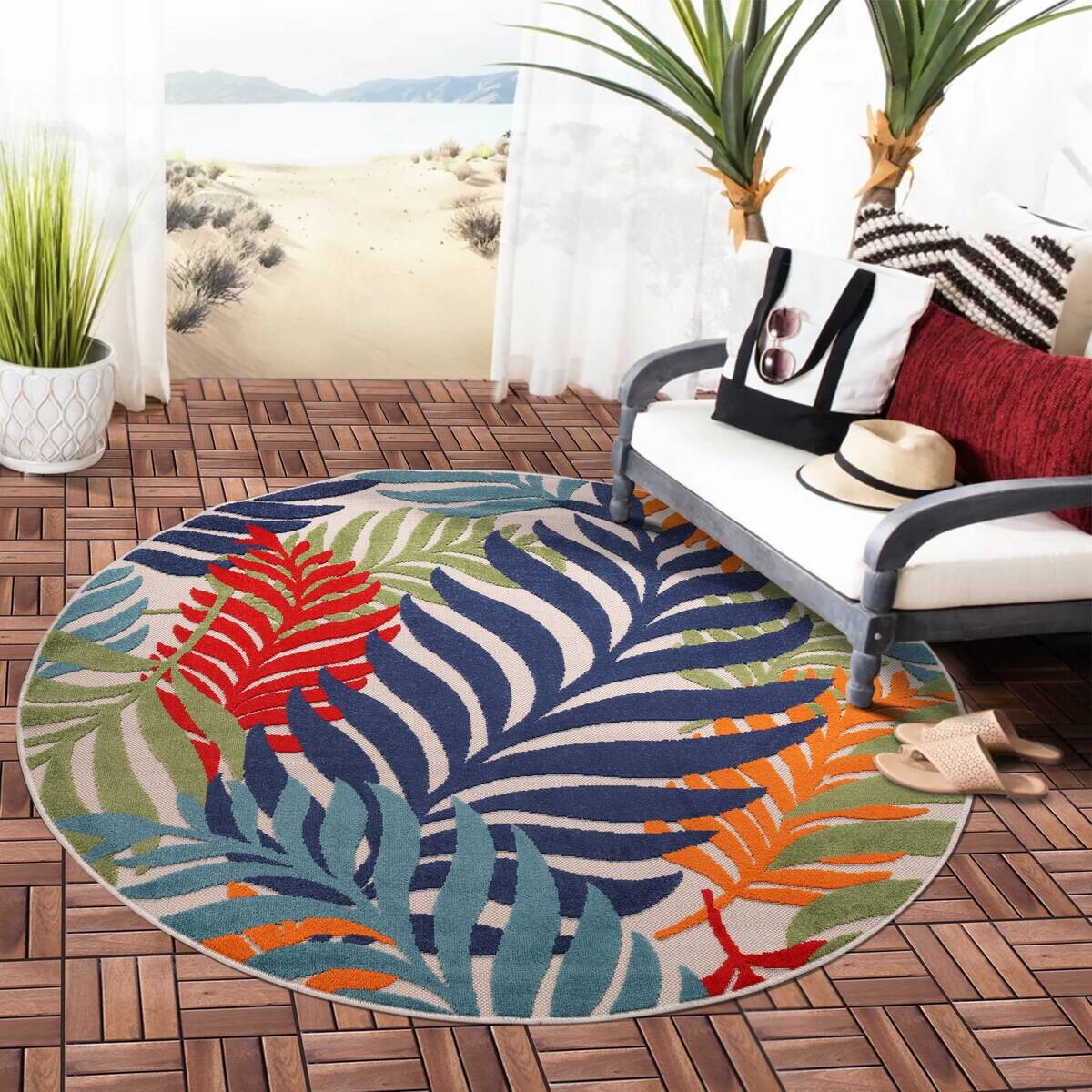 Sanat Outdoorteppich FLORAL bunt B/L: ca. 200x200 cm