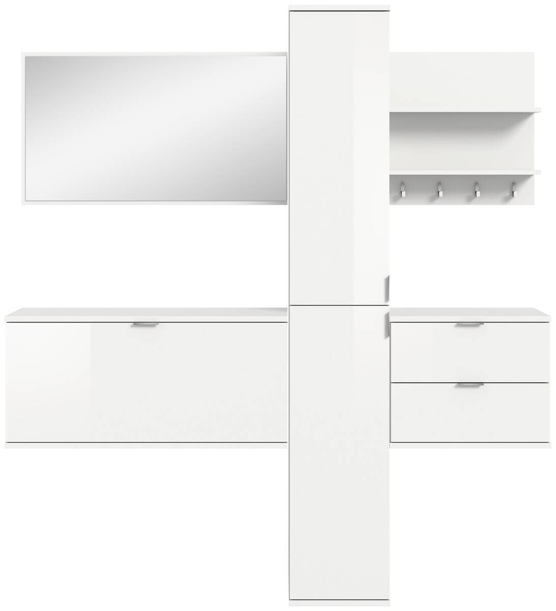 Garderobe PROJEKT X weiß weiß Hochglanz B/H/T: ca. 174x191x37 cm