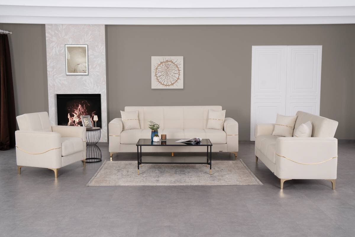 Sofa 3-2-1 Salda beige Microfaser