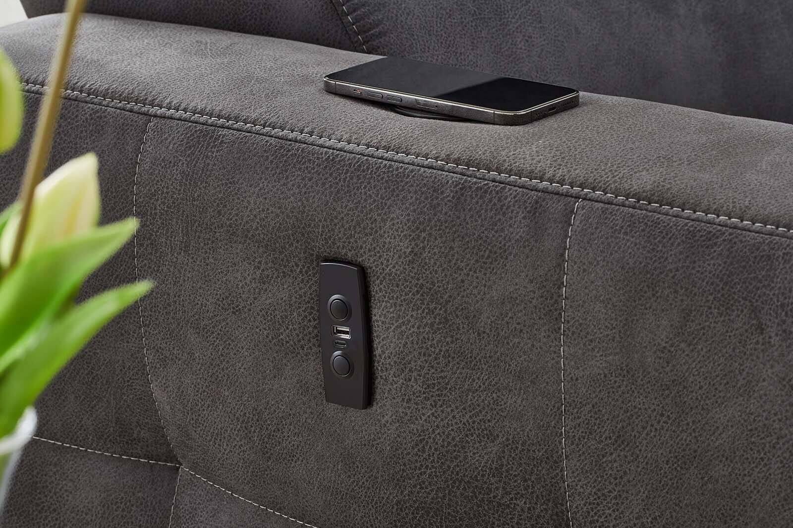 Ecksofa dunkelgrau Microfaser B/H/T: ca. 249x108x185 cm