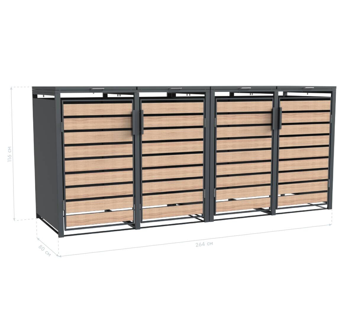 Westmann Mülltonnenbox Lacina braun B/H/L: ca. 264x116x80 cm