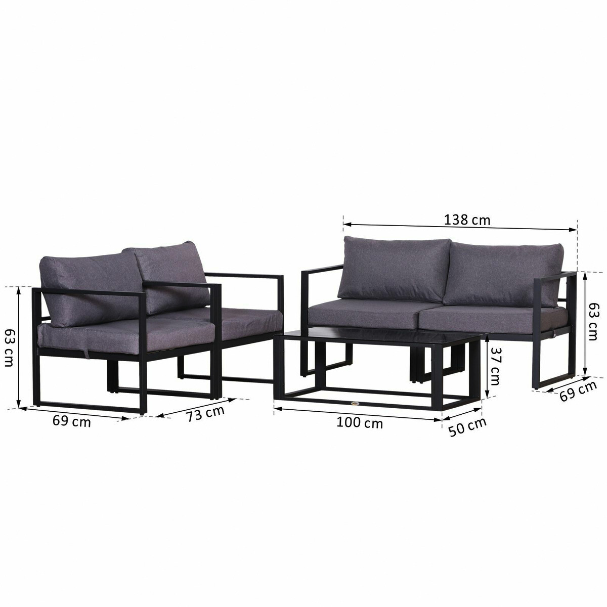 Outsunny Loungeset grau Aluminium