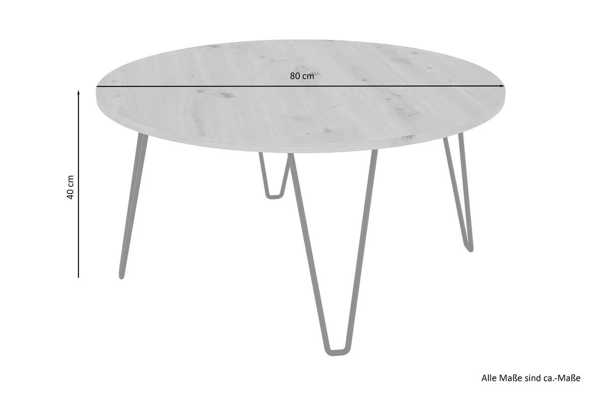 byLIVING Couchtisch FLAIR Eiche Old Wood schwarz Holzwerkstoff Metall