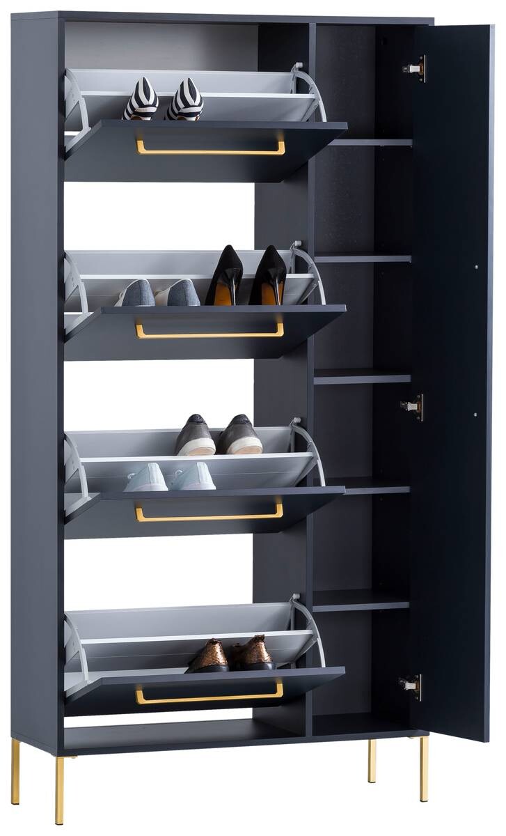 Schuhschrank Kent dunkelblau B/H/T: ca. 88,4x174,2x30 cm