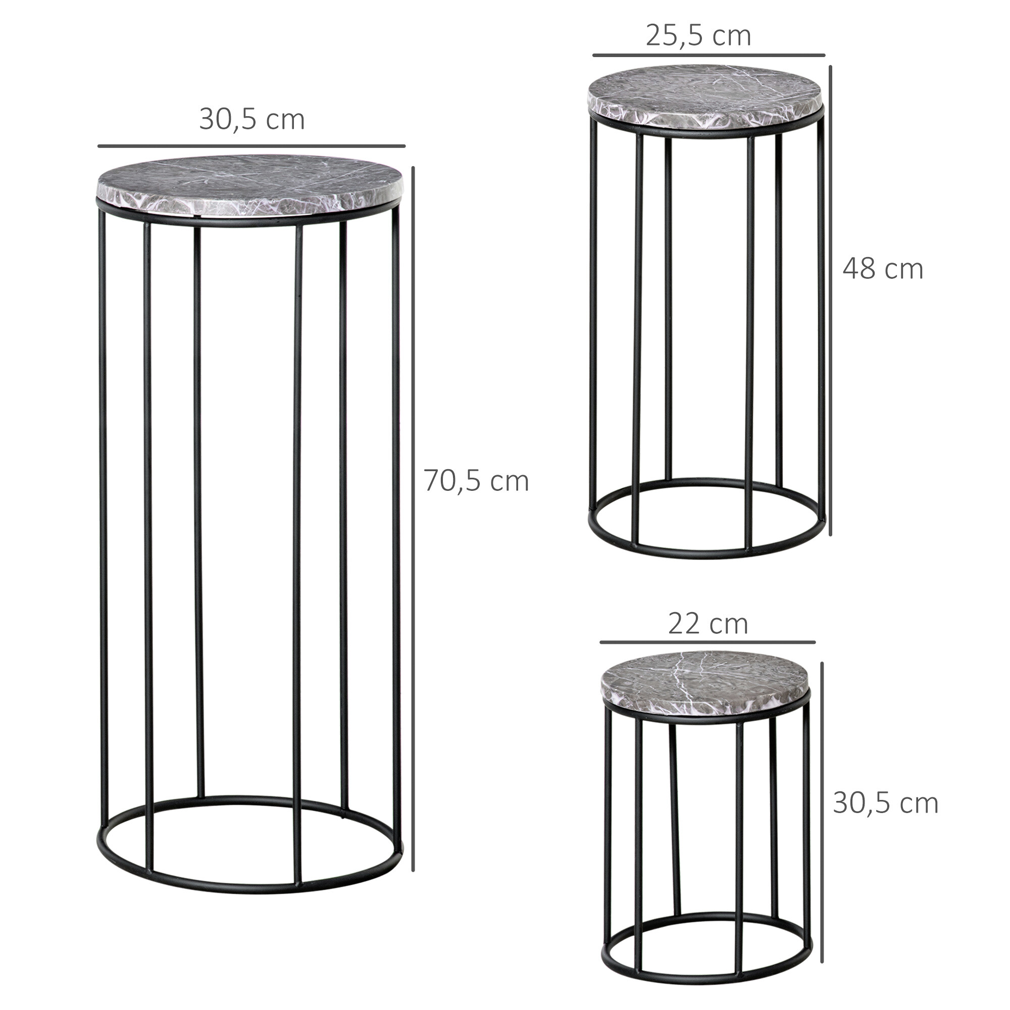 Outsunny Blumenständer schwarz Metall H/D: ca. 70x30 cm