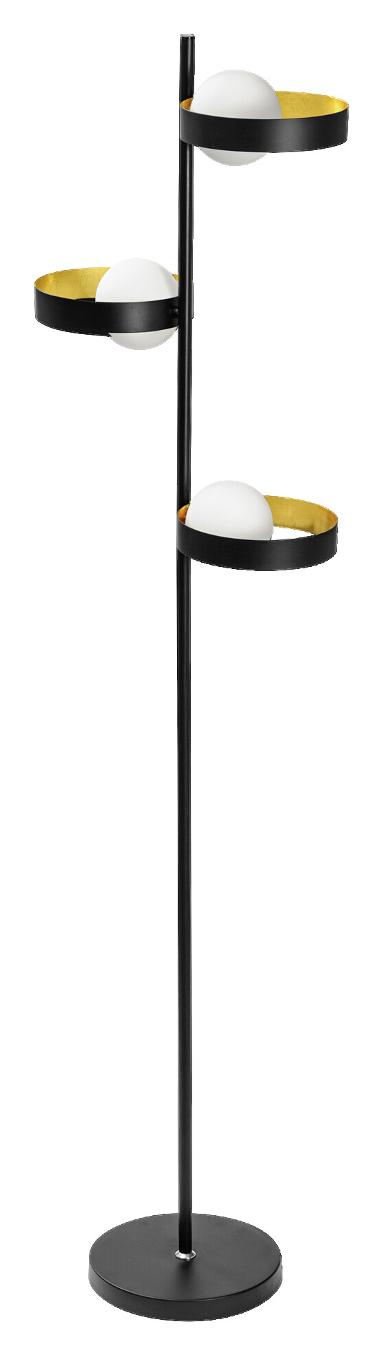 LEDVANCE Stehleuchte Memphis schwarz gold weiß Metall Glas H/D: ca. 148x38,8 cm G9 3 Brennstellen