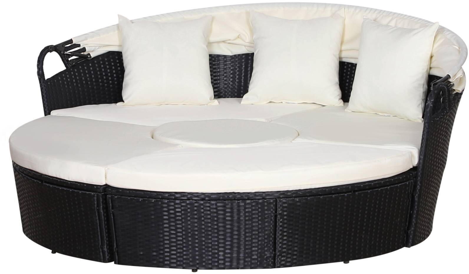Outsunny Sonneninsel schwarz Polyrattan B/H/T: ca. 175x147x180 cm