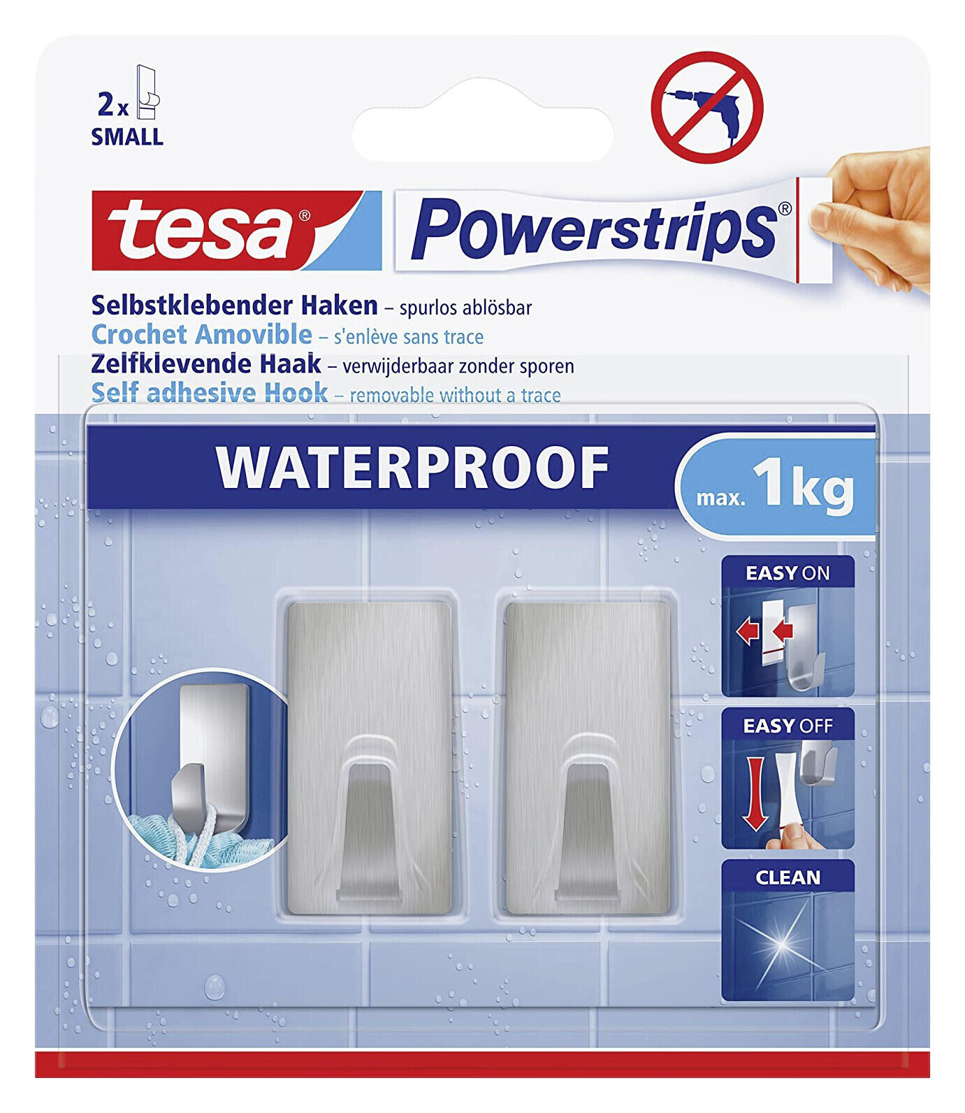 Powerstrips Chrom Metall B/H/L: ca. 2,2x4,2x1,6 cm