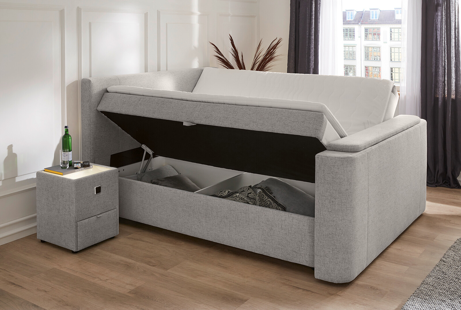 Boxbett  grau Feinstruktur Liegefläche B/L: ca. 180x200 cm