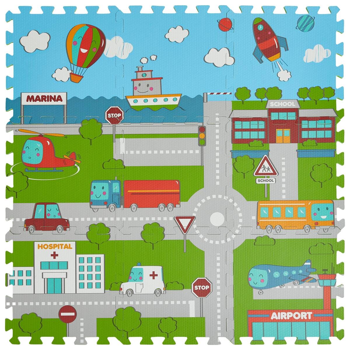 Puzzlematte Straßen bunt B/H/L: ca. 90x1x90 cm