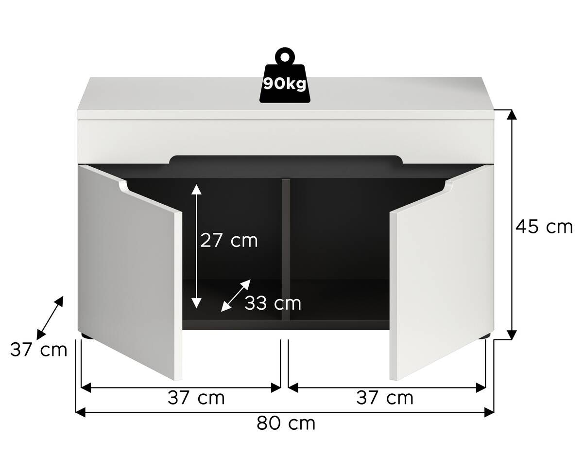 Sitzbank Canu basaltgrau Nachbildung weiß B/H/T: ca. 80x45x37 cm