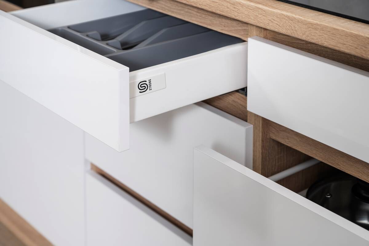 Respekta Küchenblock Premium grau hochglänzend B/H/T: ca. 345x220,5x60 cm