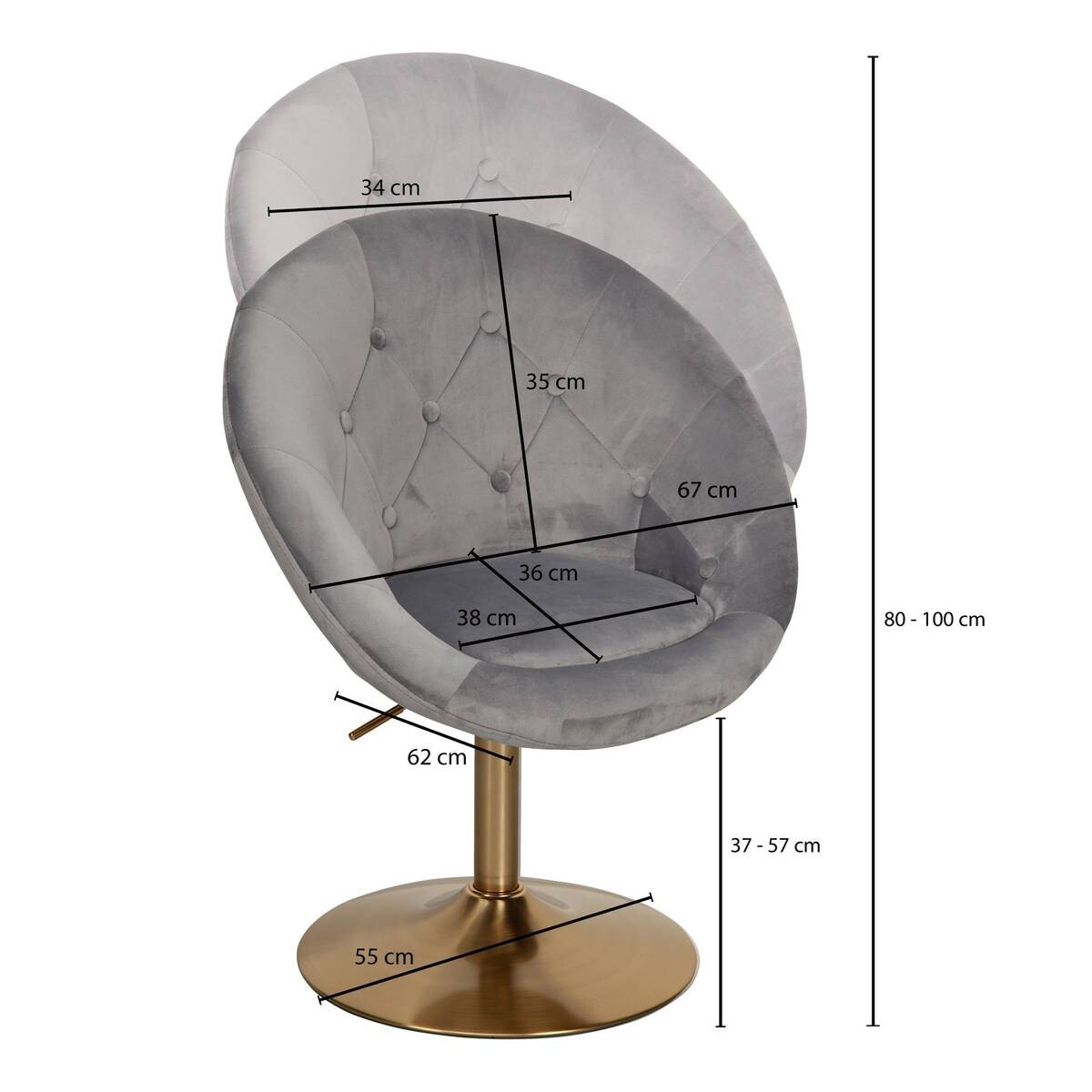 Wohnling Sessel grau gold Stoff Eisen