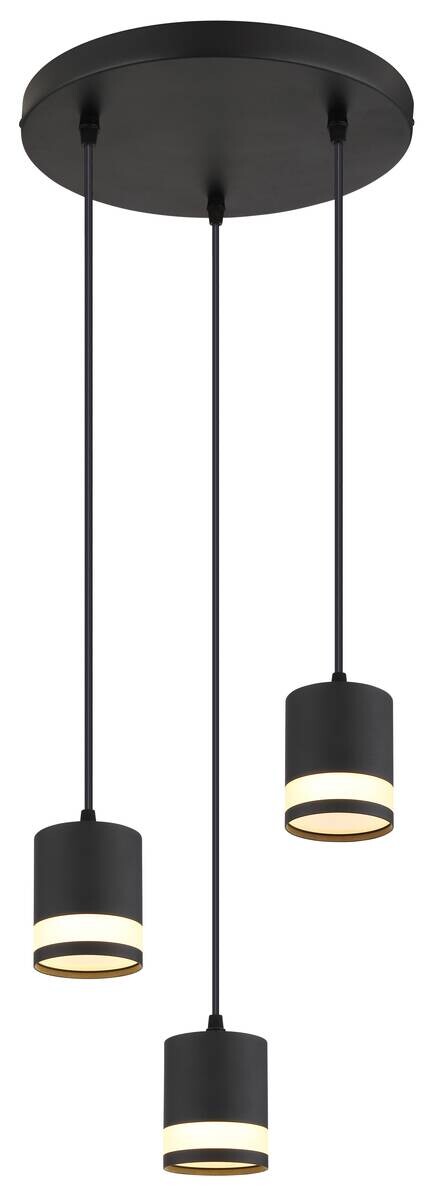 GLOBO Hängeleuchte Opal schwarz Kunststoff Metall H/D: ca. 110x30 cm 3.0 Brennstellen