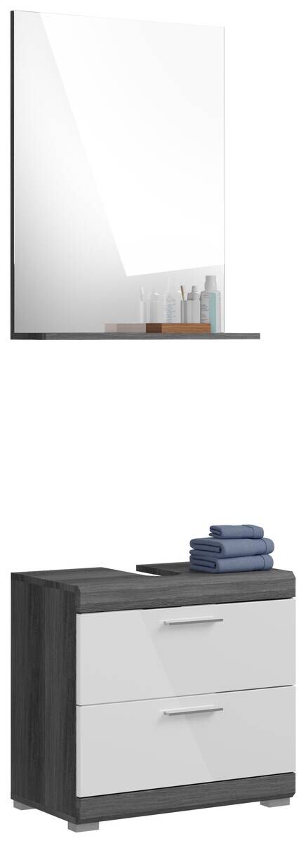 Badezimmer-Set Scout Rauchsilber Nachbildung weiß Hochglanz B/H/T: ca. 60x191x34 cm