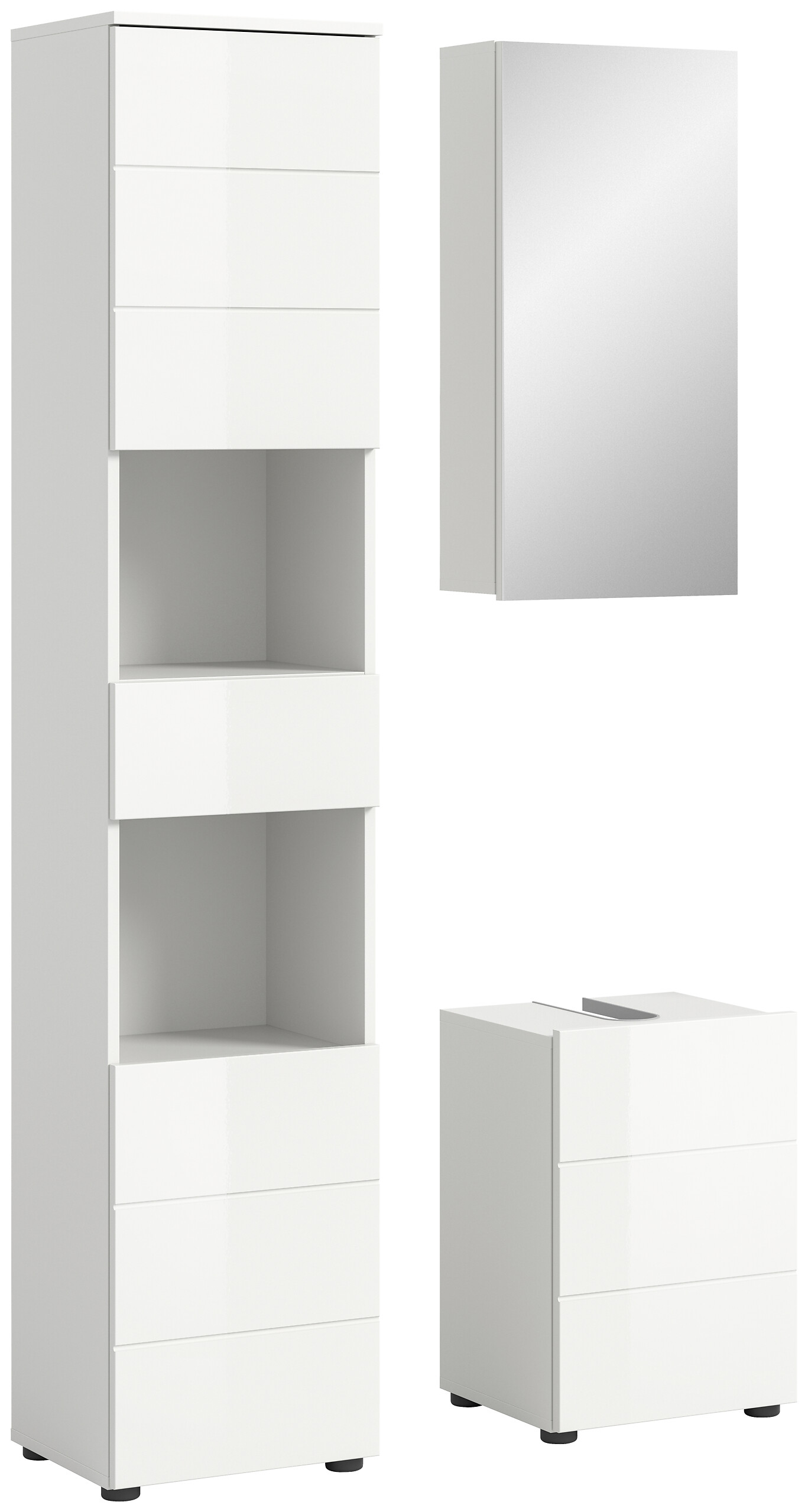 Badezimmer-Set VIRA weiß weiß Hochglanz B/H/T: ca. 91x190x34 cm