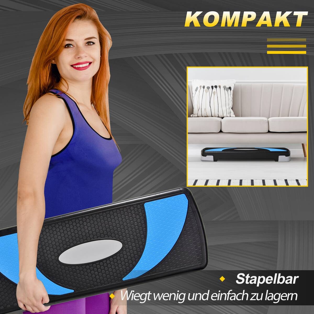 HOMCOM Steppbrett schwarz Kunststoff B/H/L: ca. 31x20x80 cm