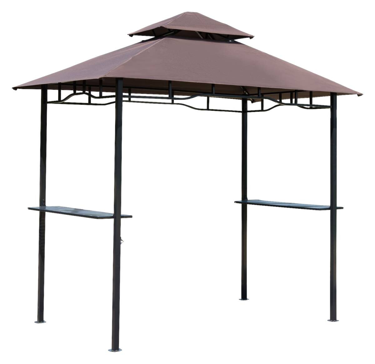 Outsunny Gartenpavillon café braun Stahl B/H/L: ca. 150x255x245 cm