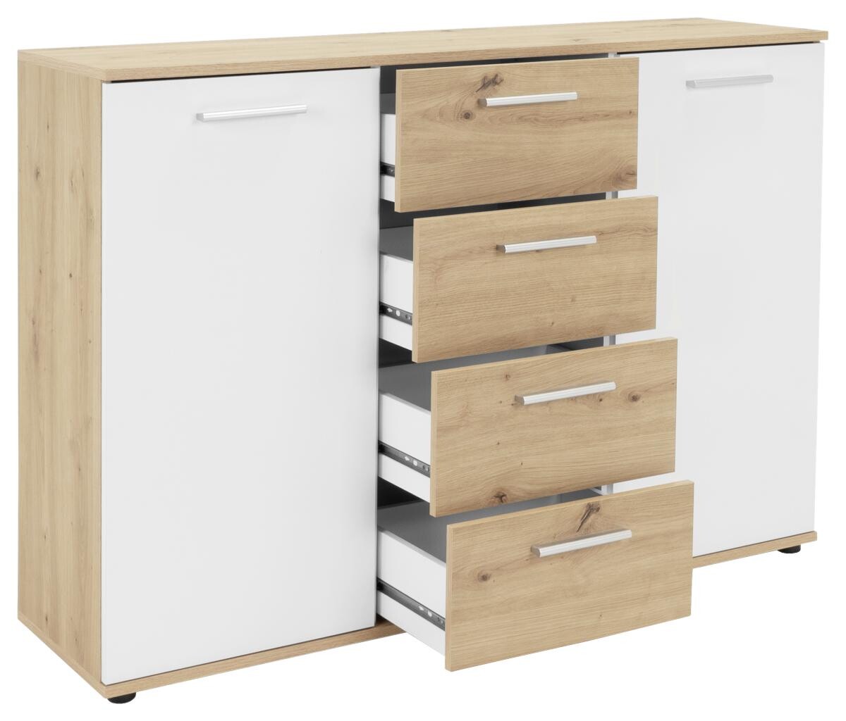 Kommode Jacky 2 Eiche Artisan Nachbildung weiß B/H/T: ca. 120x85x35 cm