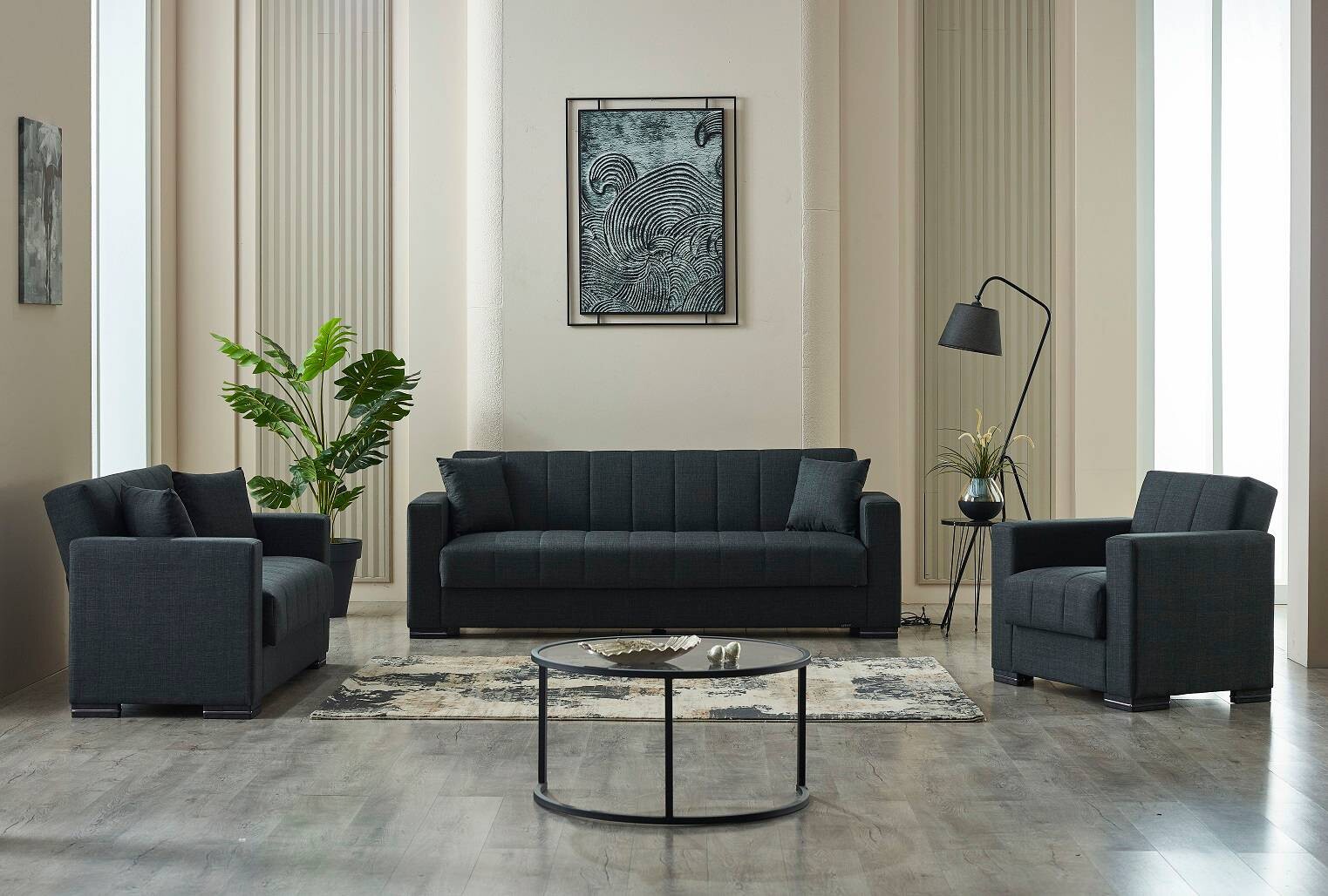 Sofa 3-2-1 Jerry anthrazit Microfaser Sofa 3-2-1 Jerry anthrazit Microfaser