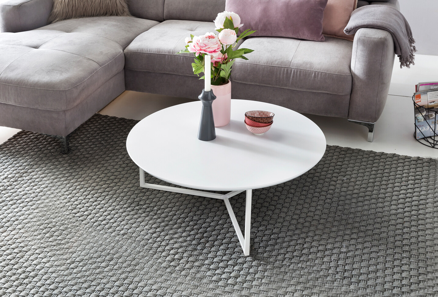 Wohnling Couchtisch weiß weiß MDF Metall B/H/T: ca. 80x33x80 cm