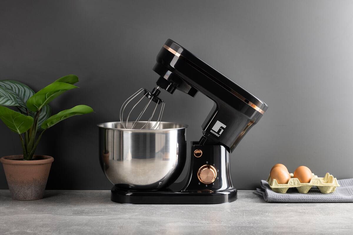 BERGNER Küchenmaschine silber schwarz Edelstahl B/H/L: ca. 25x32,5x39 cm