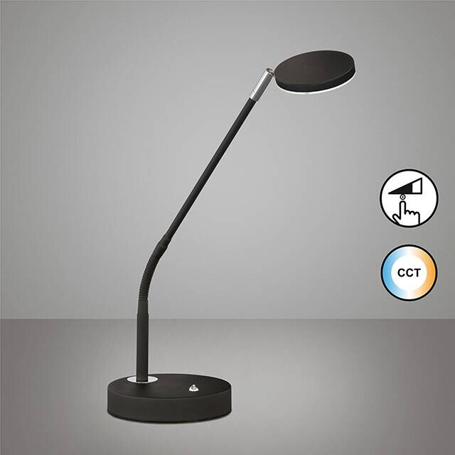 easy! by FHL Tischleuchte 850156 Luna schwarz Chrom Metall H/D: ca. 60x16 cm 1 Brennstellen